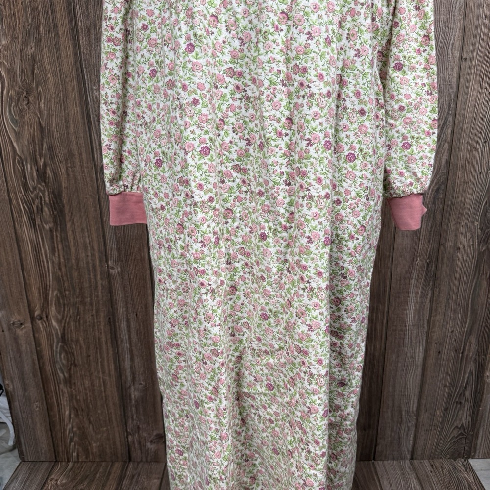 Vermont Country Store Nightgown‎ Sz M Pink Flannel Cotton Turtleneck Cottagecore - Picture 3 of 16